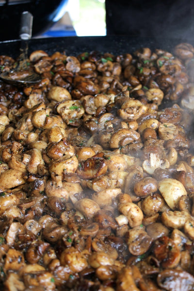 Creamy garlic mushrooms on ciabatta