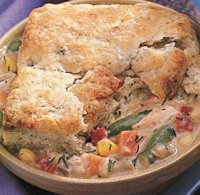 Chicken Pie with Garlic, Cheddar Biscuit Top