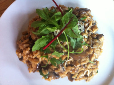 Black garlic and mushroom risotto