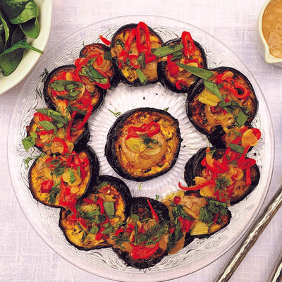 Aubergine with Black Garlic yoghurt dressing