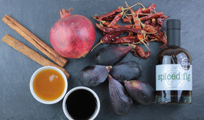 Fig, prosciutto & goats cheese salad with Spiced Fig Balsamic Dressing & Dip